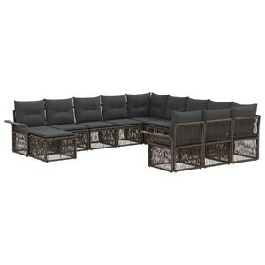vidaXL Tuinbankenset 12 pcs Grijs en Donkergrijs poly rattan