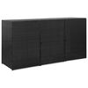 vidaXL Containerberging driedubbel 229x78x120 cm poly rattan zwart