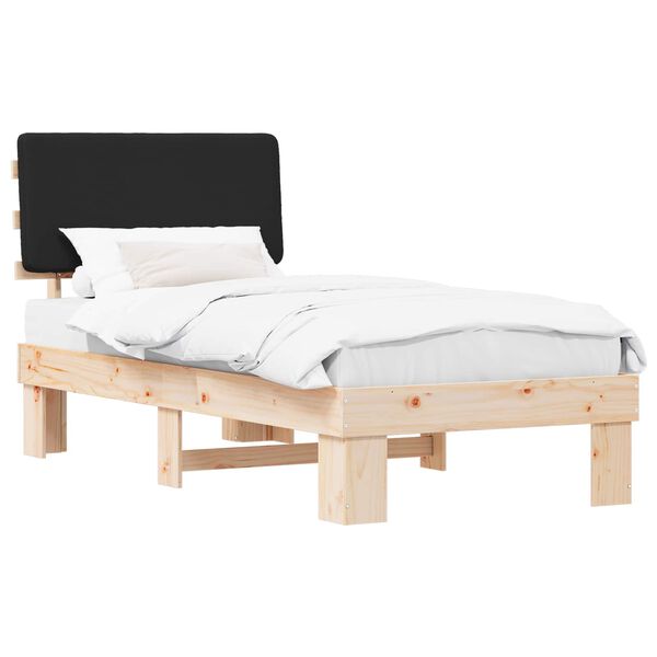 vidaXL Bedframe met Gevoerd Hoofdgedeelte Zwart 100 x 200 cm
