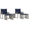 vidaXL Buitenmeubelset met kussen 5 pcs Grijs en Marineblauw