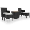 vidaXL 5-delige Bistroset poly rattan en massief acaciahout zwart