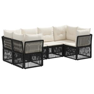 vidaXL Tuinbankenset 6 st 6-Aantal zitplaatsen Zwart poly rattan
