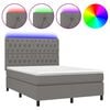 vidaXL Boxspring met matras en LED stof donkergrijs 140x200 cm