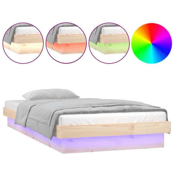vidaXL Bedframe LED massief hout 90x200 cm