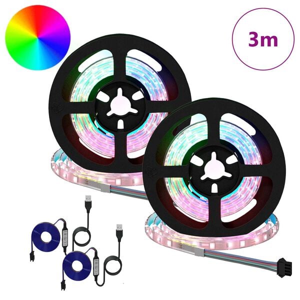 vidaXL LED-strip 2 pcs Zwart en transparant 750 mm Koper en kunststof