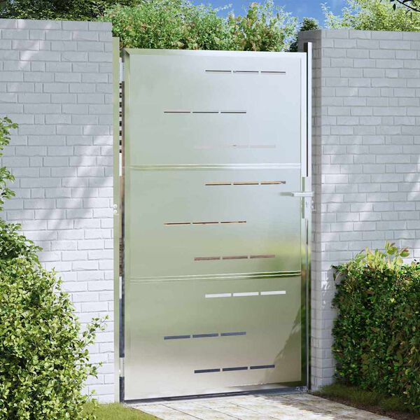 vidaXL Tuinpoort met slot Zilver 100 x 150 cm Roestvrij staal