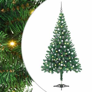 vidaXL Kunstkerstboom met verlichting en kerstballen 230 takken 120 cm