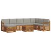 vidaXL Hoekbank Set 9 pcs Natuurlijk en Lichtgrijs Massief Acaciahout