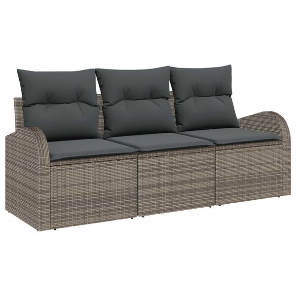 vidaXL Tuin Sofa Set Grijs poly rattan