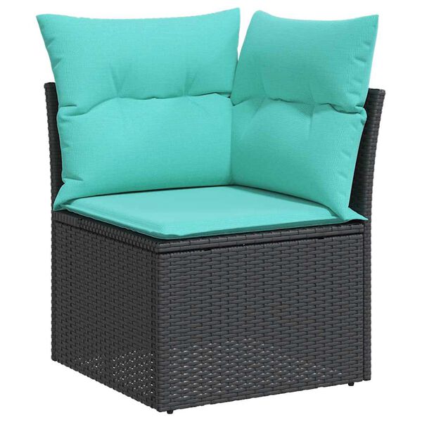 vidaXL 8-delige Loungeset met kussens poly rattan zwart
