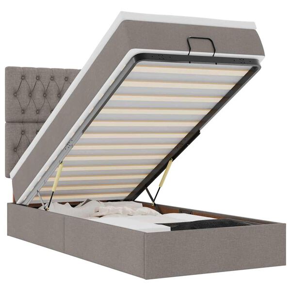vidaXL Ottoman bed met matras 80x200cm stof taupe
