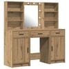 vidaXL Make-up tafel set met LED 3 st Artisan Eiken Bewerkt hout