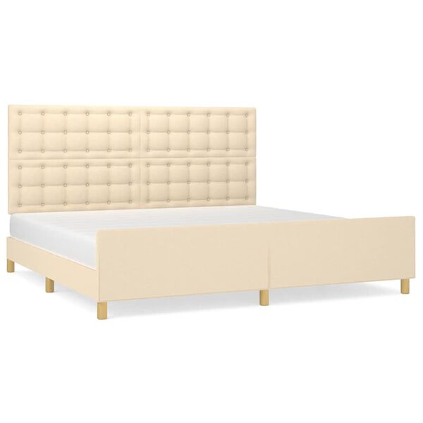 vidaXL Bedframe zonder matras stof cr&egrave;mekleurig 200x200 cm
