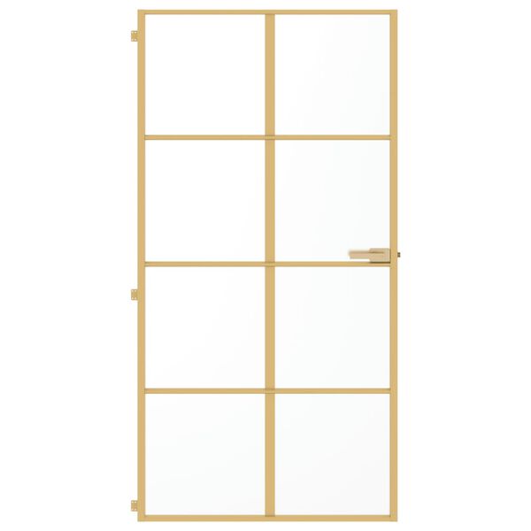 vidaXL Binnendeur smal 102,5x201,5 cm gehard glas en aluminium goud