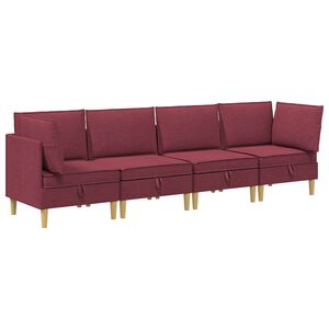 vidaXL Modulaire Sofa Set met Opslag 4 st Wijnrood Stof