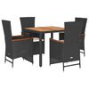 vidaXL 5-delige Tuinset met kussens poly rattan zwart