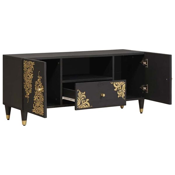vidaXL TV-kast met lade Zwart 105 x 33 x 46 cm Massief Mango Hout