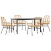 vidaXL 5-delige Tuinset poly rattan glas bruin