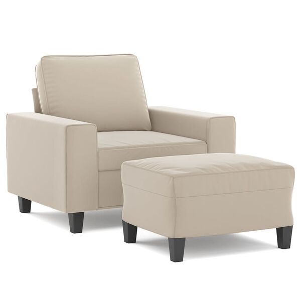 vidaXL Fauteuil met voetenbank 60 cm microvezelstof cr&egrave;me
