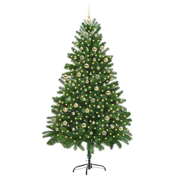 vidaXL Kerstboom met 300 LED met standaard Groen 210 cm PE