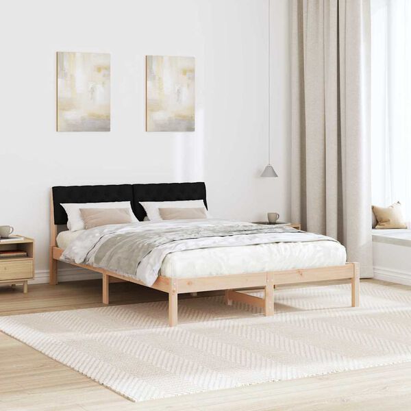 vidaXL Bedframe Bruin en zwart 140 x 200 cm Massief grenenhout