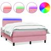vidaXL Boxspring met matras en LED fluweel roze 120x220 cm