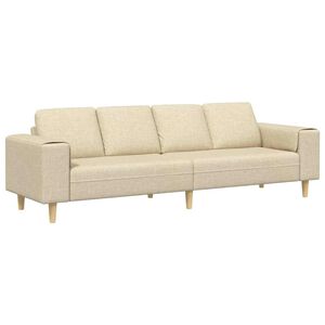 vidaXL Woonkamer Bank Cr&egrave;me 250 x 77 x 76 cm Polyester