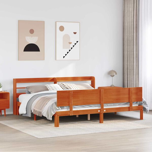 vidaXL Bedframe met hoofdeinde 2 pcs Wasbruin Massief Vurenhout