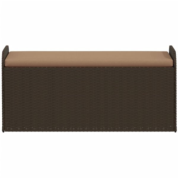 vidaXL Opbergbankje met kussen 115x51x52 cm poly rattan bruin