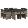 vidaXL 9-delige Tuinset met kussens poly rattan grijs