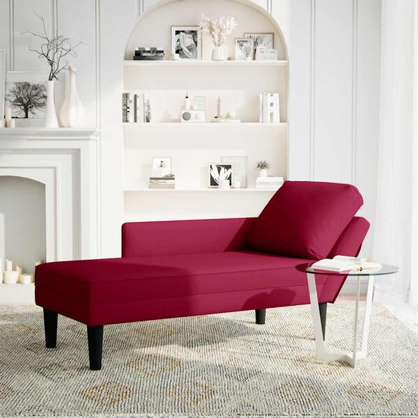 vidaXL Chaise longue met kussen en rechterarmleuning fluweel wijnrood