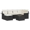 vidaXL Tuin Sofa Set met kussen 7 pcs Zwart en Crème poly rattan