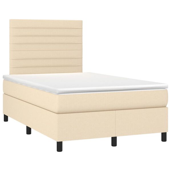 vidaXL Boxspring met matras stof cr&egrave;mekleurig 120x190 cm