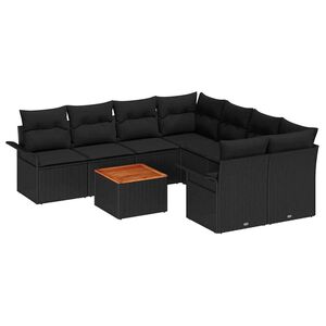 vidaXL Tuinbankenset 9 st 8-Aantal zitplaatsen Zwart poly rattan