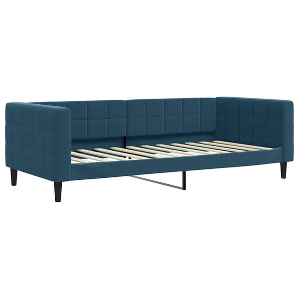 vidaXL Slaapbank met onderschuifbed en lades 90x200 cm fluweel blauw