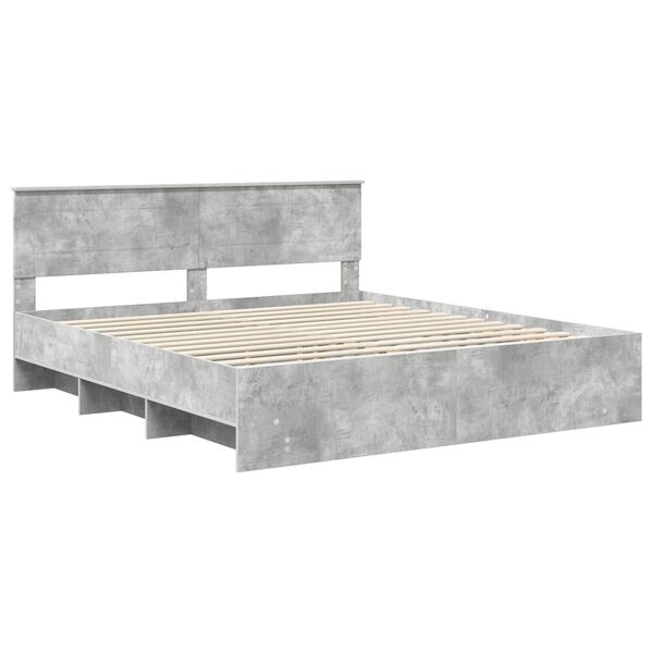vidaXL Bedframe met hoofdeinde Beton Grijs 180 x 200 cm Bewerkt hout