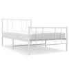 vidaXL Bedframe met hoofd- en voeteneinde metaal wit 107x203 cm