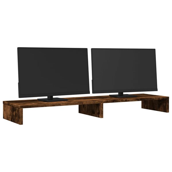 vidaXL Monitorstandaard 100x27x10 cm bewerkt hout gerookt eikenkleurig