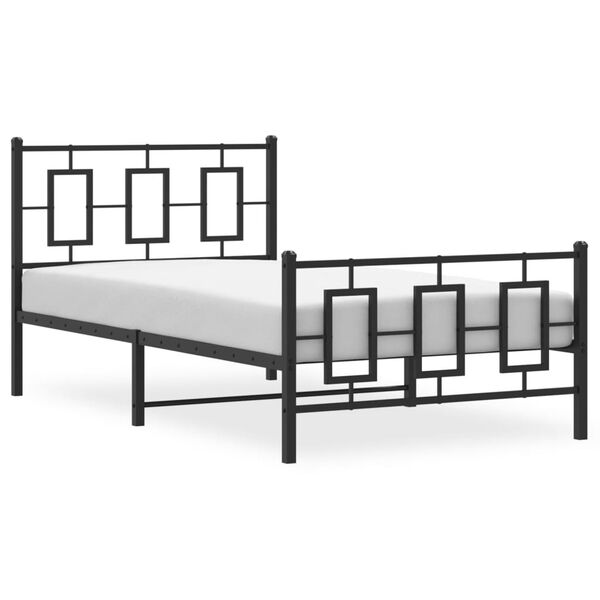 vidaXL Bedframe met hoofd- en voeteneinde metaal zwart 100x200 cm