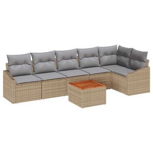 vidaXL Tuinbankenset met opslag 7 pcs Beige en Licht Grijs poly rattan