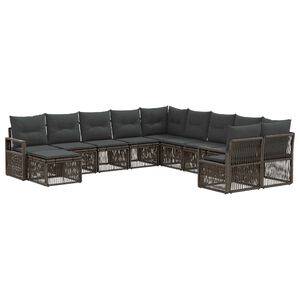vidaXL Tuinbankenset 11 pcs Grijs poly rattan