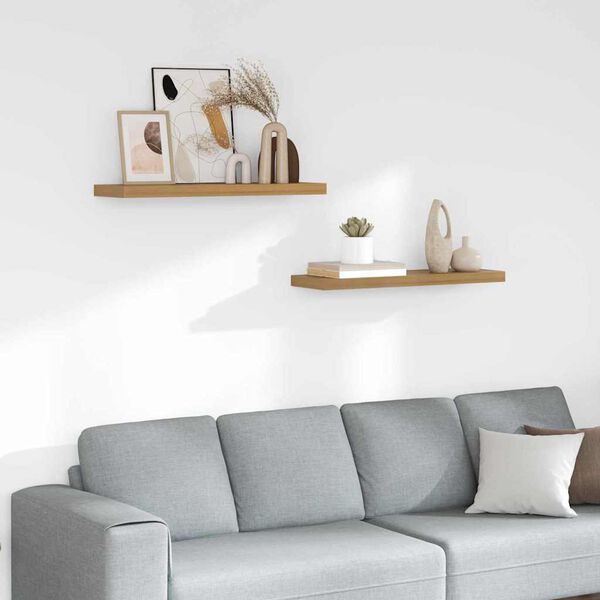 vidaXL Wandplank met opslag 2 pcs Bruin 90 x 23,5 x 4 cm Bewerkt hout