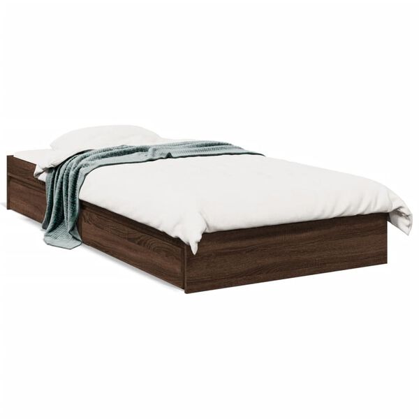 vidaXL Bedframe met lades bewerkt hout bruin eikenkleurig 90x190 cm