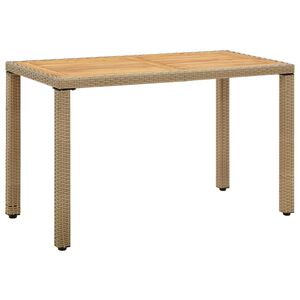 vidaXL Tuintafel 123x60x74 cm poly rattan en massief acaciahout beige
