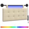 vidaXL Hangend hoofdbord Met LED-verlichting Cr&egrave;mekleurig Stof