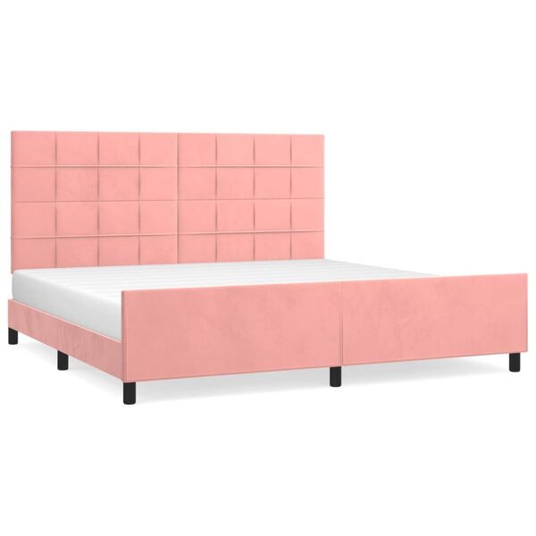 vidaXL Bedframe met hoofdeinde fluweel roze 200x200 cm