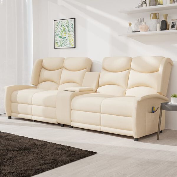 vidaXL Massagestoel 4-zits verstelbaar met bekerhouder cr&egrave;mekleurig