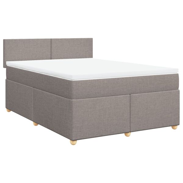 vidaXL Boxspring met matras stof taupe 140x190 cm