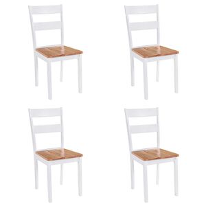 vidaXL Eetkamerstoelen 4 st massief rubberwood wit