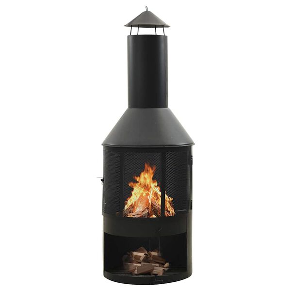 vidaXL Tuinkachel met rooster en pook 47x47x135,7 cm staal